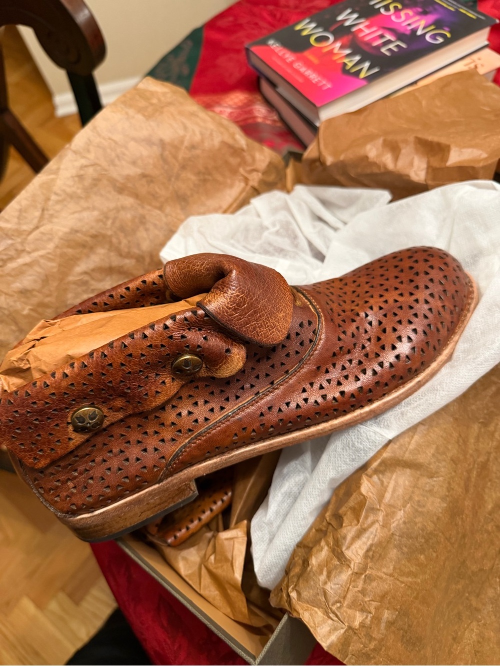 Patricia Nash Brown Perforated Leather Heeled Boots